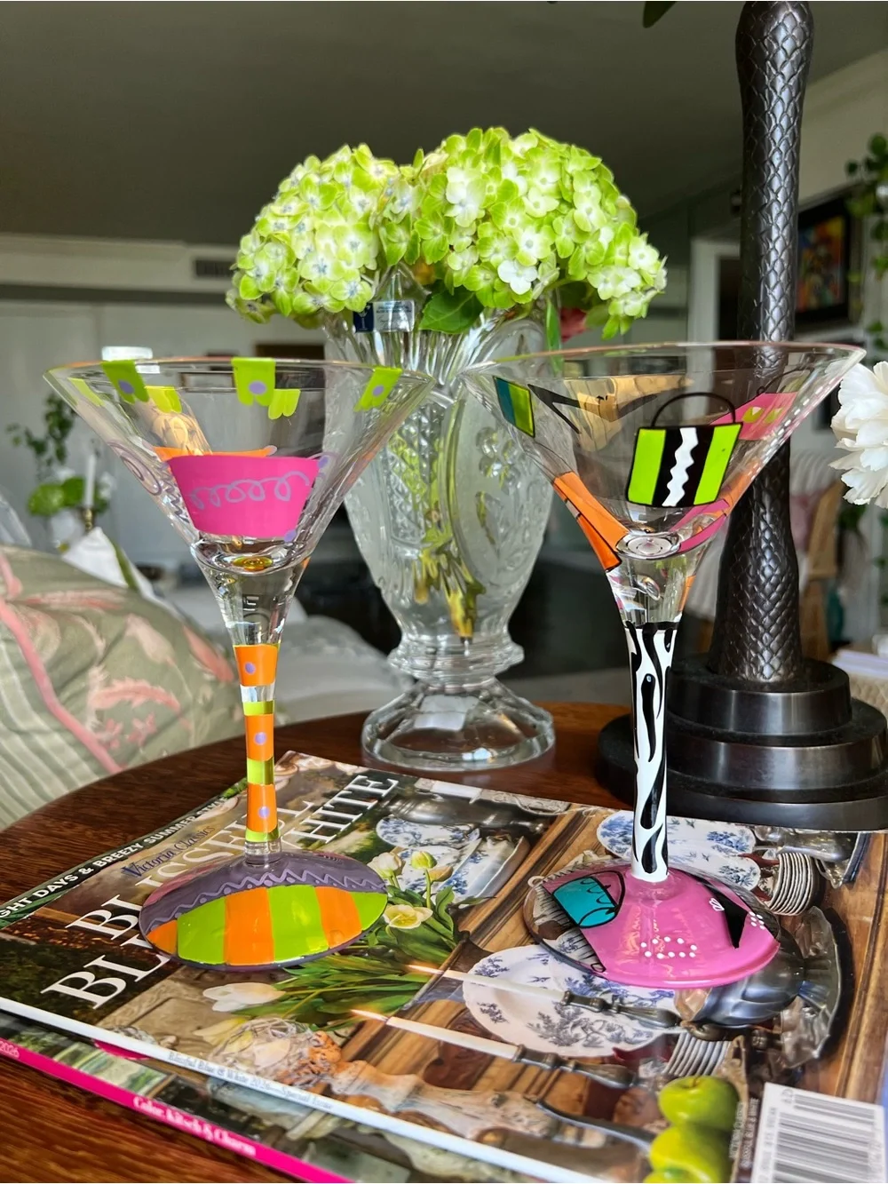 Set of 2 Lolita Love My Martini Glasses Hand Painted Cosmopolitan&Shopaholic Too